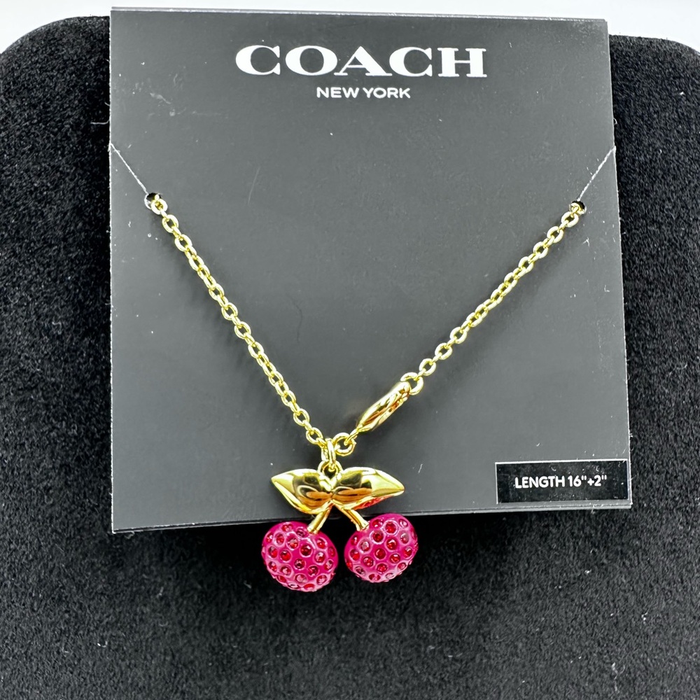 Coach Pavé Cherry Pendant Necklace 🍒
